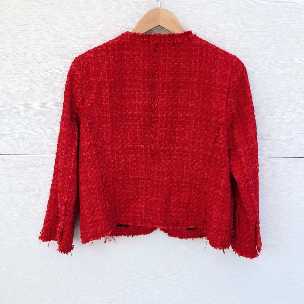 🎉HP🎉❣️ZARA TWEED JACKET BEAUTIFUL RED❣️ - Picture 5 of 7